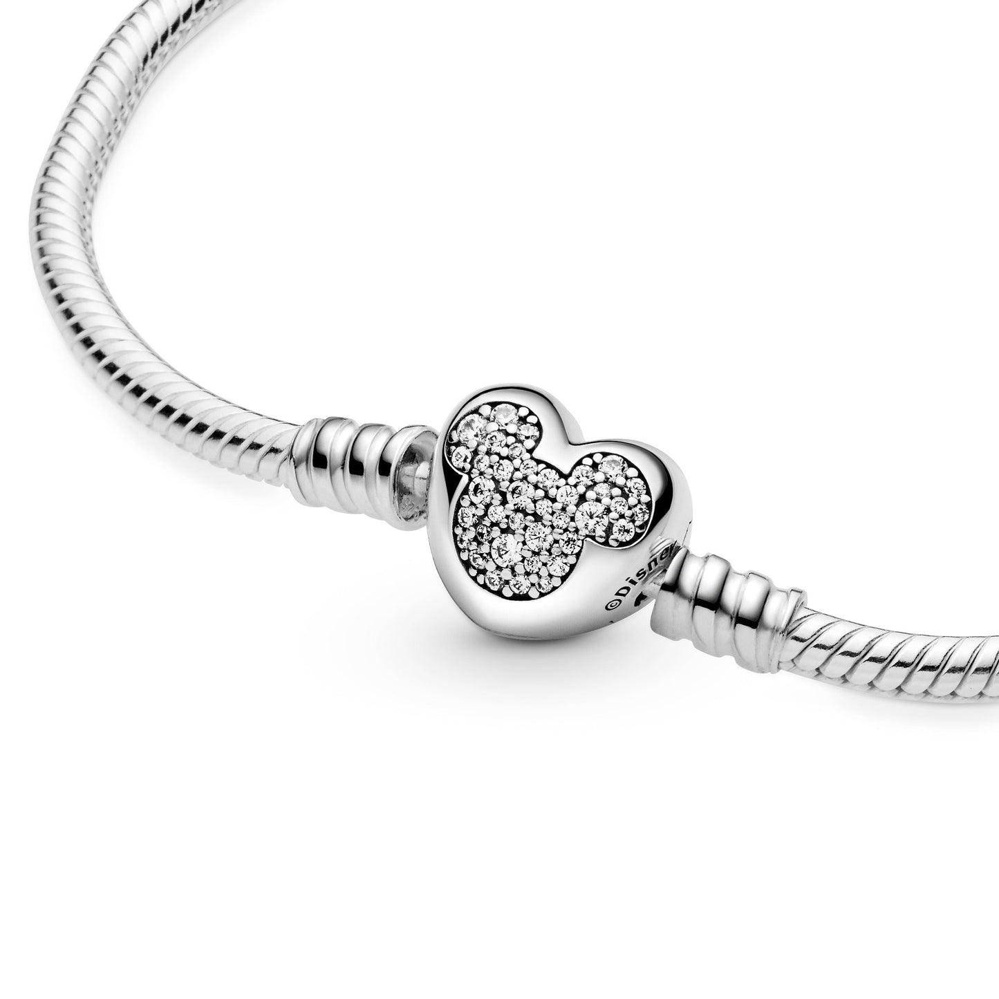 Disney Pandora Moments Mickey Mouse Heart Clasp Snake Chain Bracelet Premium Fashion Jewelry Gift Collection