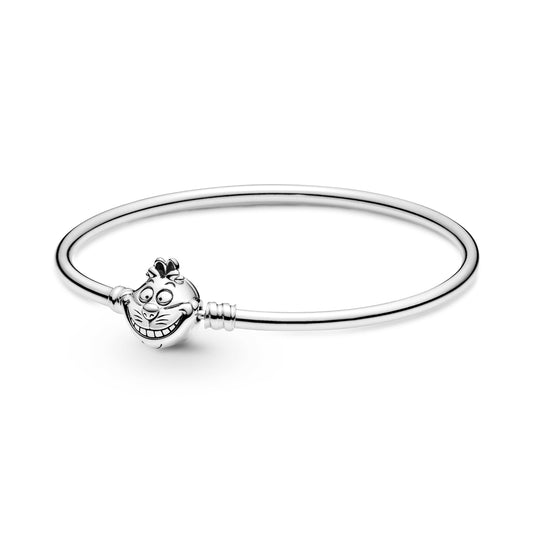Disney Alice in Wonderland Cheshire Cat Clasp Pandora Moments Bangle Premium Fashion Jewelry Gift Collection