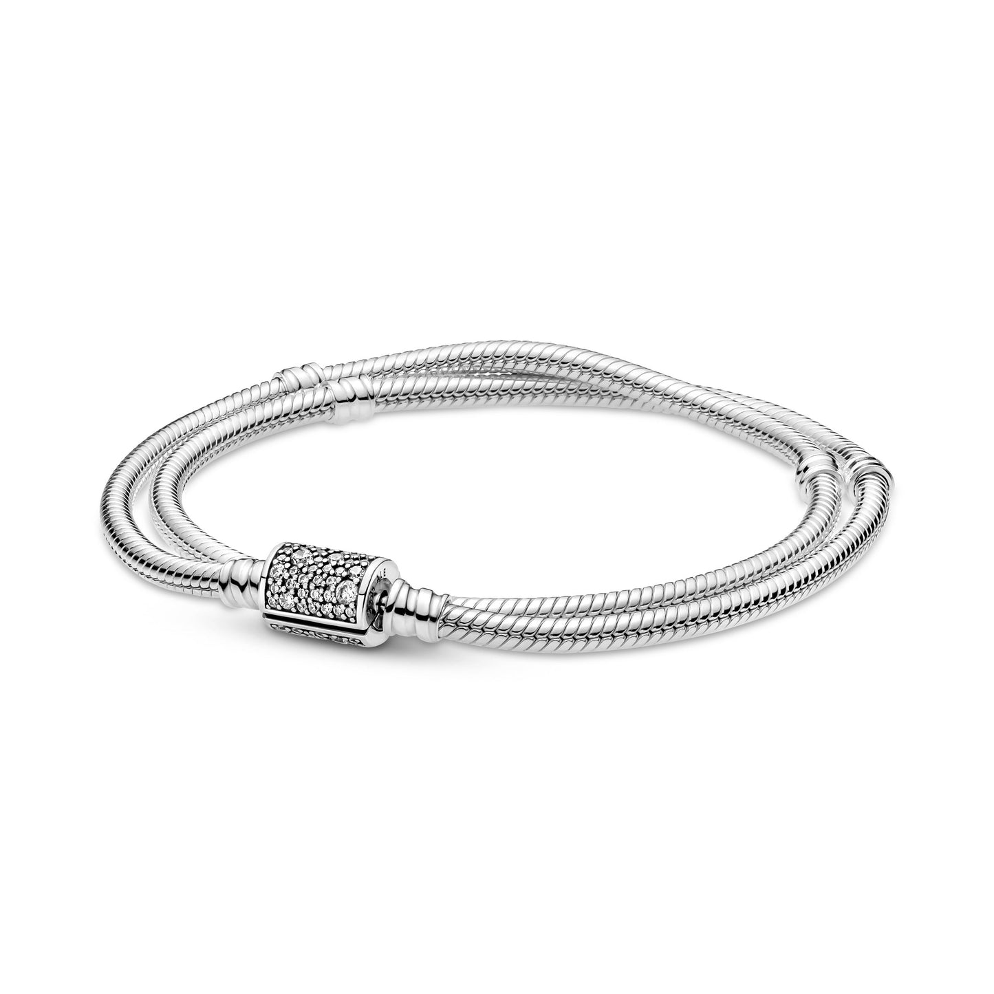 Pandora Moments Double Wrap Barrel Clasp Snake Chain Bracelet Premium Fashion Jewelry Gift Collection