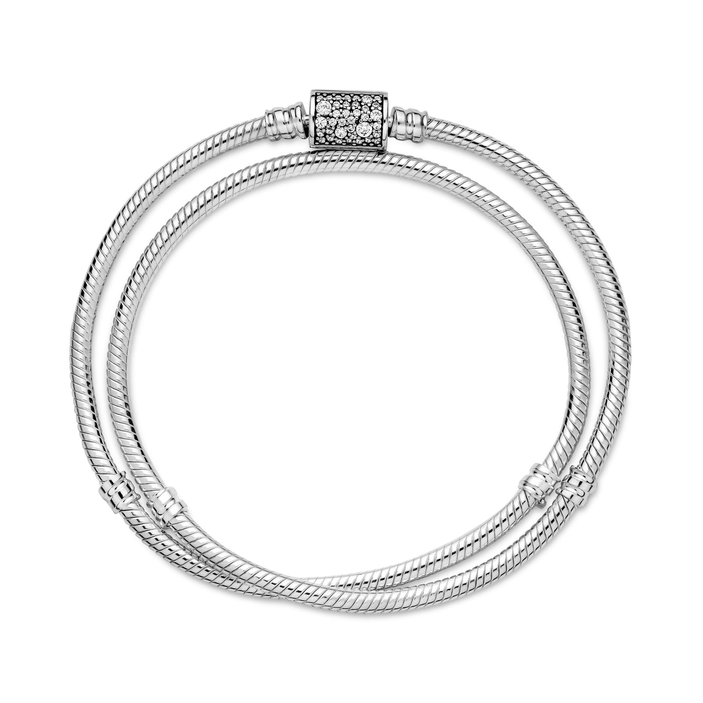 Pandora Moments Double Wrap Barrel Clasp Snake Chain Bracelet Premium Fashion Jewelry Gift Collection