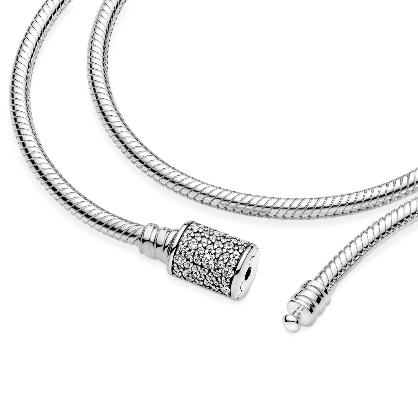 Pandora Moments Double Wrap Barrel Clasp Snake Chain Bracelet Premium Fashion Jewelry Gift Collection