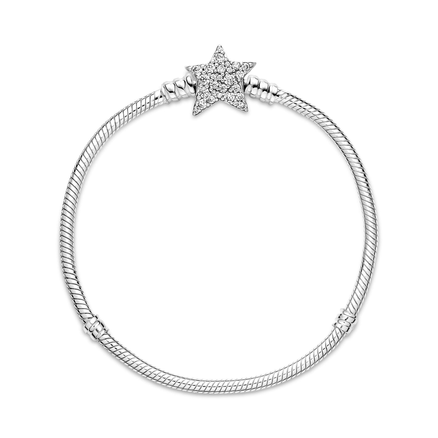 Pandora Moments Asymmetric Star Clasp Snake Chain Bracelet Premium Fashion Jewelry Gift Collection