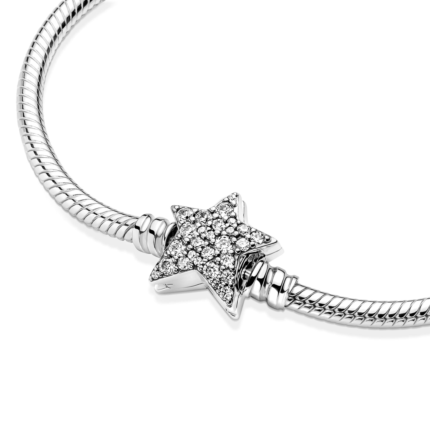 Pandora Moments Asymmetric Star Clasp Snake Chain Bracelet Premium Fashion Jewelry Gift Collection