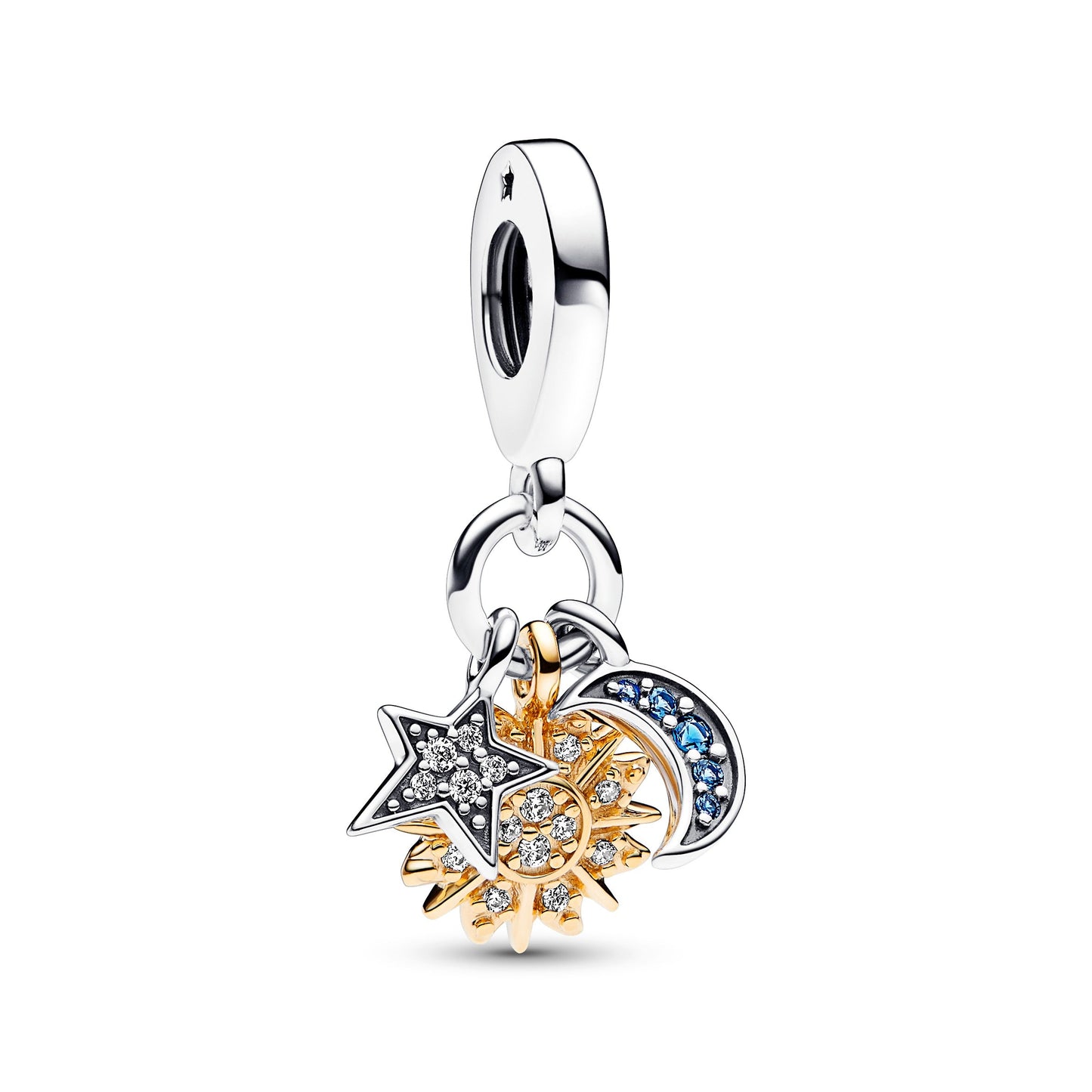 Two-tone Celestial Triple Dangle Charm Premium Fashion Jewelry Gift Collection