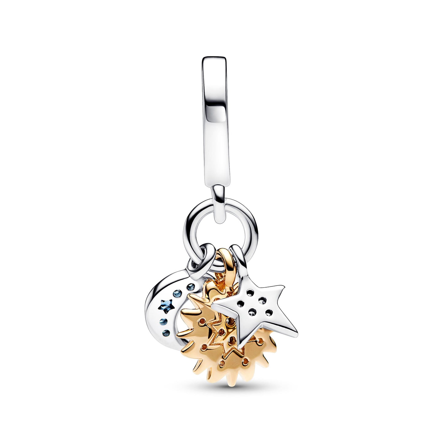 Two-tone Celestial Triple Dangle Charm Premium Fashion Jewelry Gift Collection