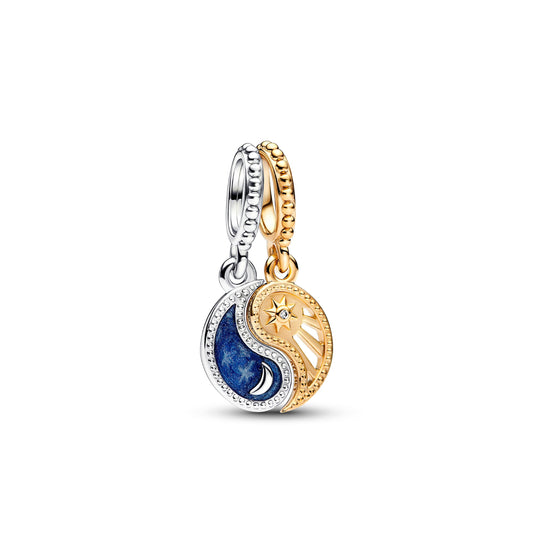 Two-tone Splittable Sun & Moon Dangle Charm Premium Fashion Jewelry Gift Collection