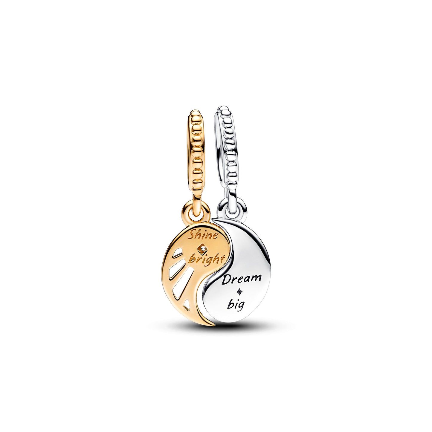 Two-tone Splittable Sun & Moon Dangle Charm Premium Fashion Jewelry Gift Collection