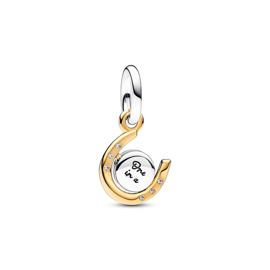 Two-tone Spinning Disc Horseshoe Dangle Charm Premium Fashion Jewelry Gift Collection