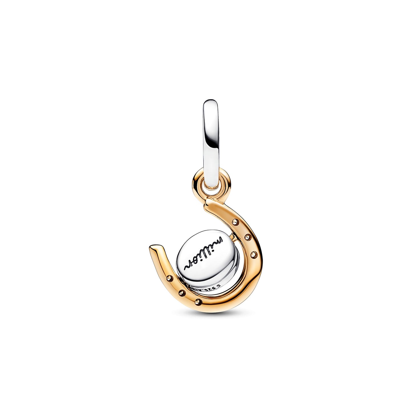 Two-tone Spinning Disc Horseshoe Dangle Charm Premium Fashion Jewelry Gift Collection