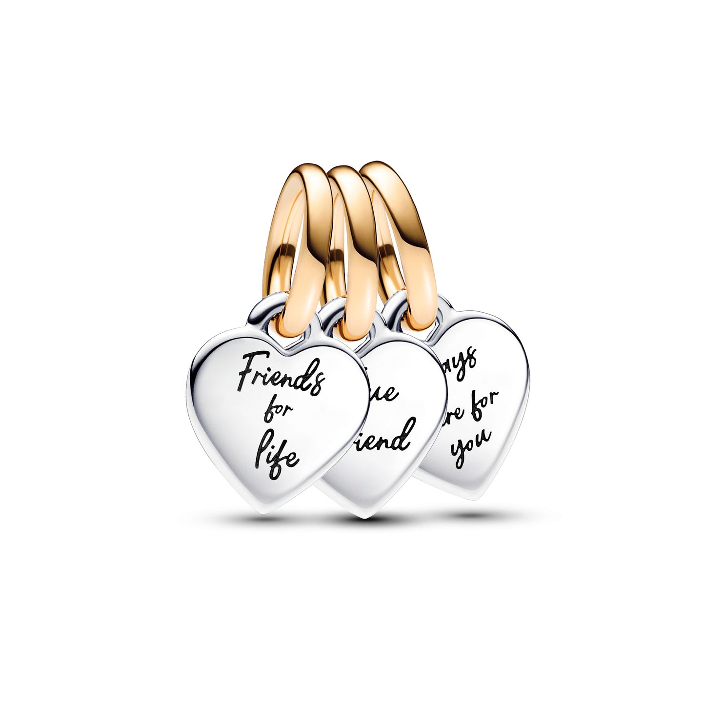 Two-tone Splittable Friendship Triple Dangle Charm Premium Fashion Jewelry Gift Collection