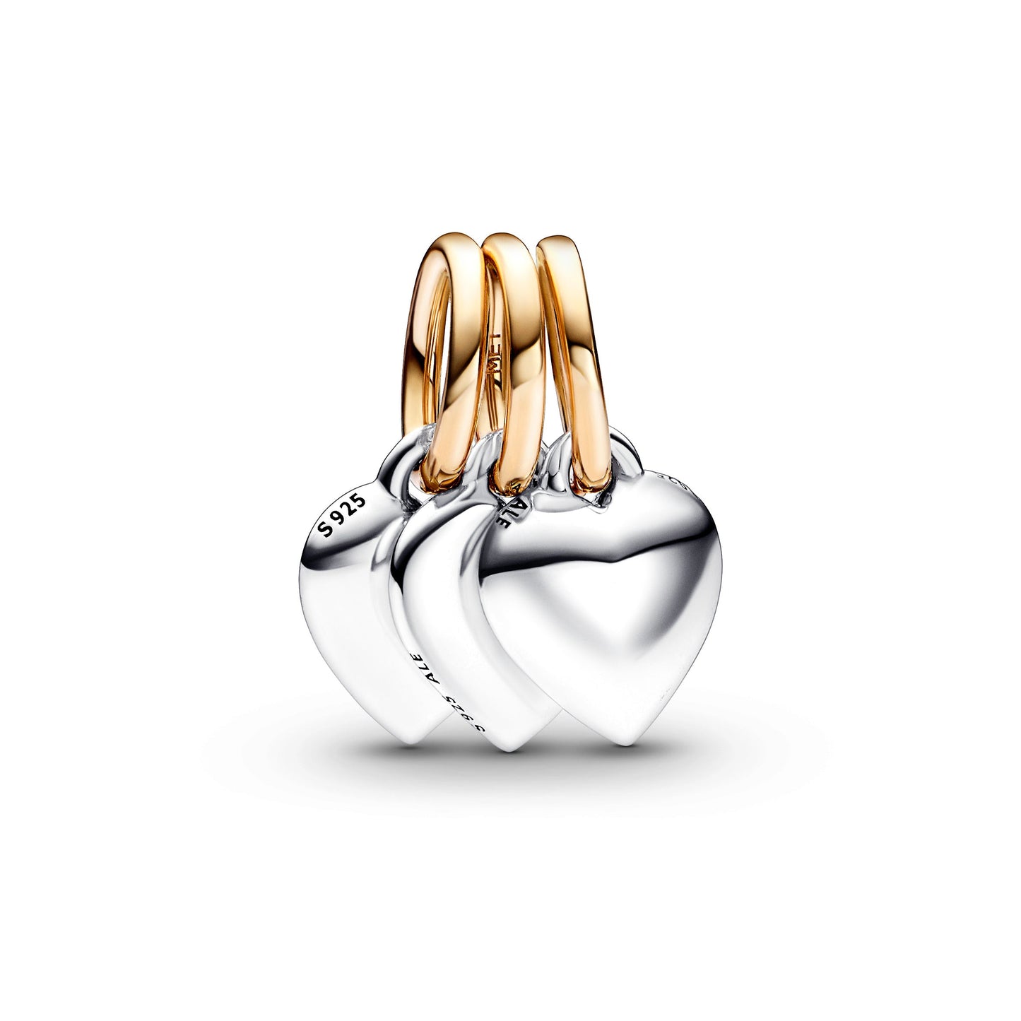 Two-tone Splittable Friendship Triple Dangle Charm Premium Fashion Jewelry Gift Collection
