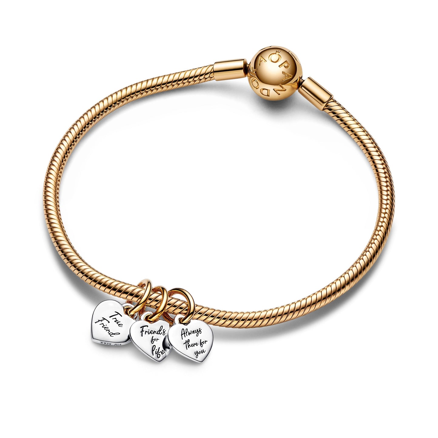 Two-tone Splittable Friendship Triple Dangle Charm Premium Fashion Jewelry Gift Collection