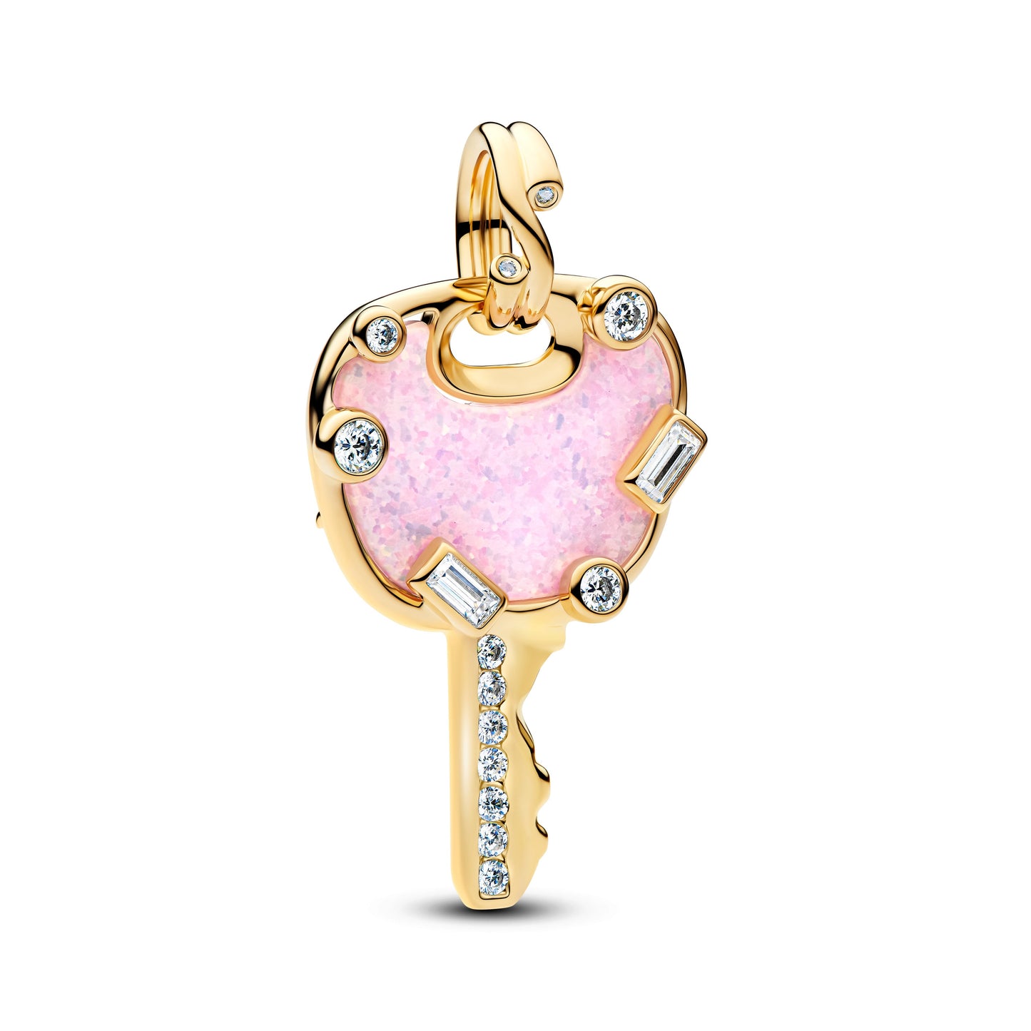 Opalescent Pink Love Key Large Dangle Charm Premium Fashion Jewelry Gift Collection