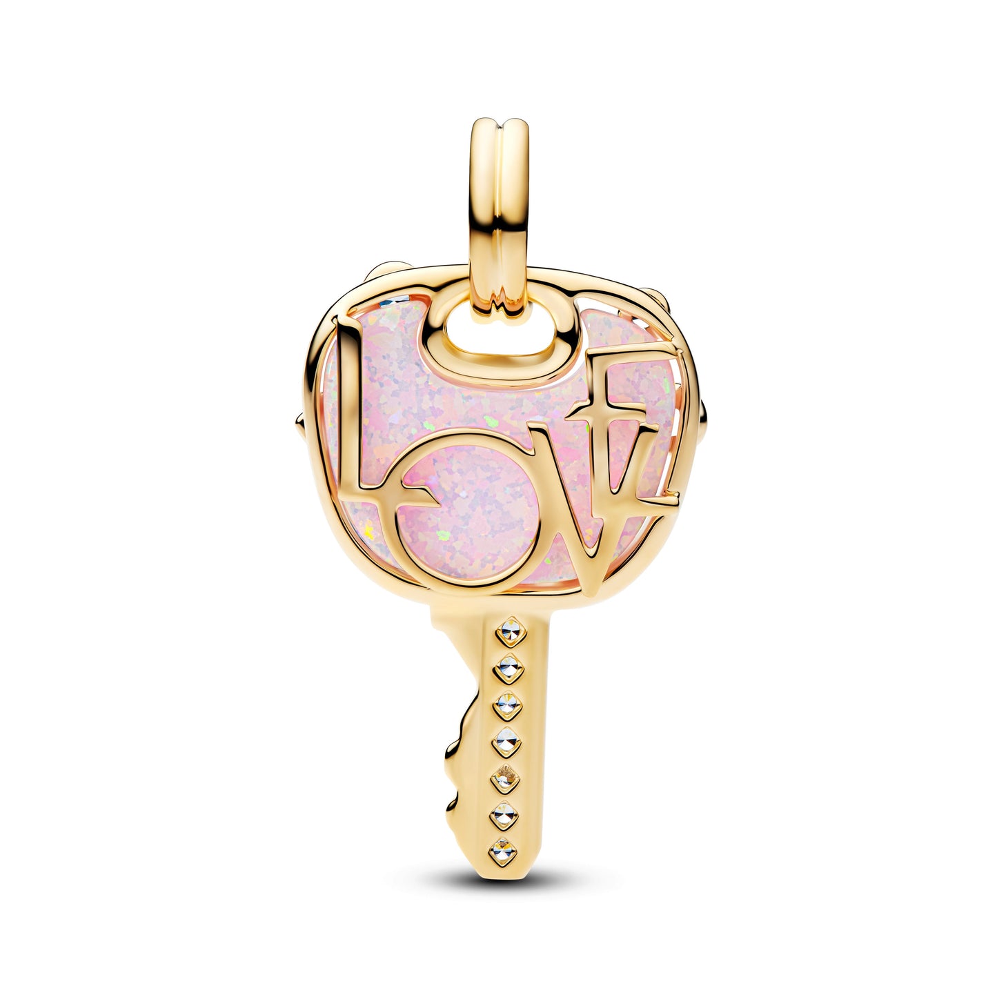 Opalescent Pink Love Key Large Dangle Charm Premium Fashion Jewelry Gift Collection