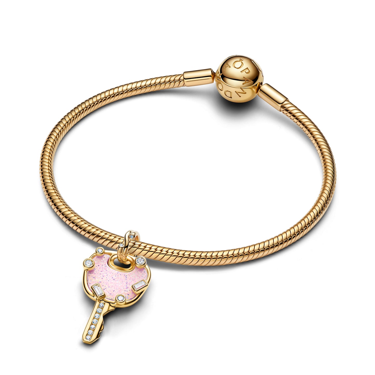 Opalescent Pink Love Key Large Dangle Charm Premium Fashion Jewelry Gift Collection