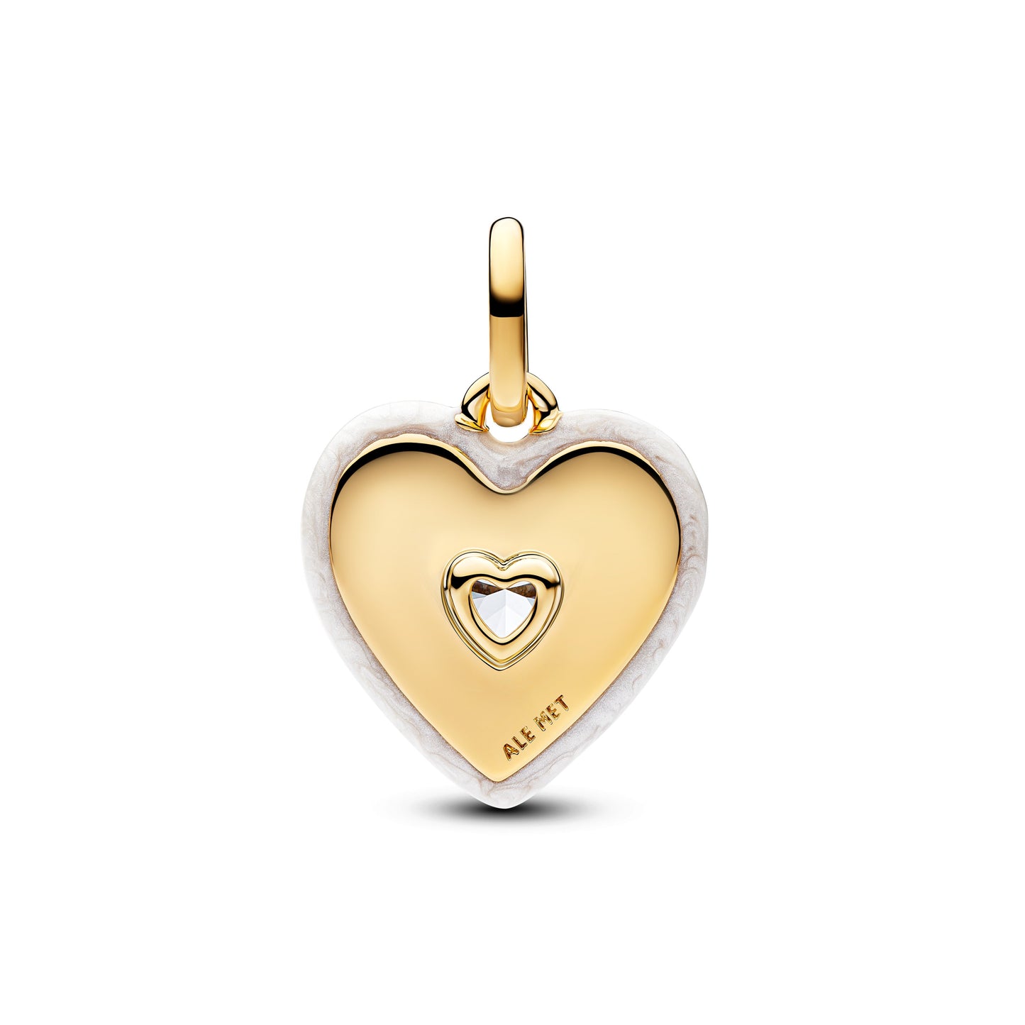 Radiating White Heart Medallion Charm Premium Fashion Jewelry Gift Collection