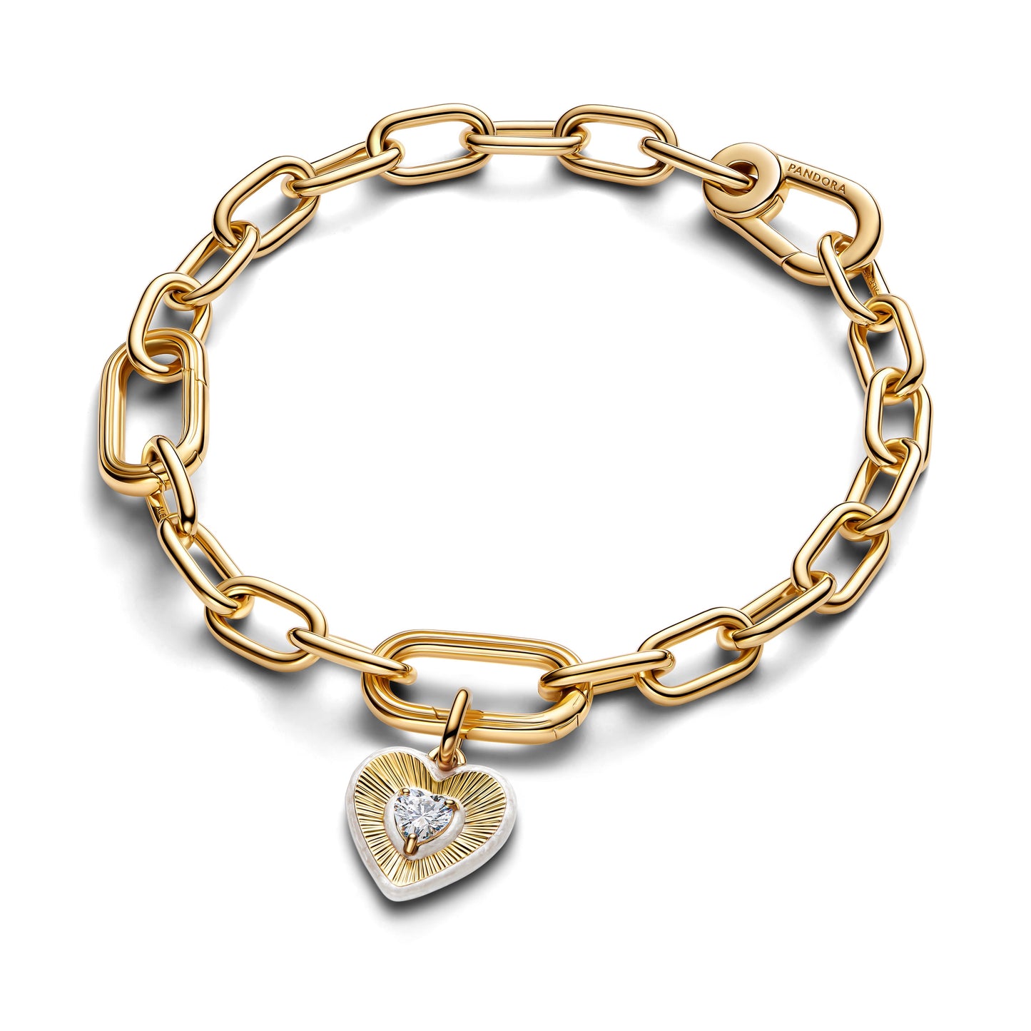 Radiating White Heart Medallion Charm Premium Fashion Jewelry Gift Collection