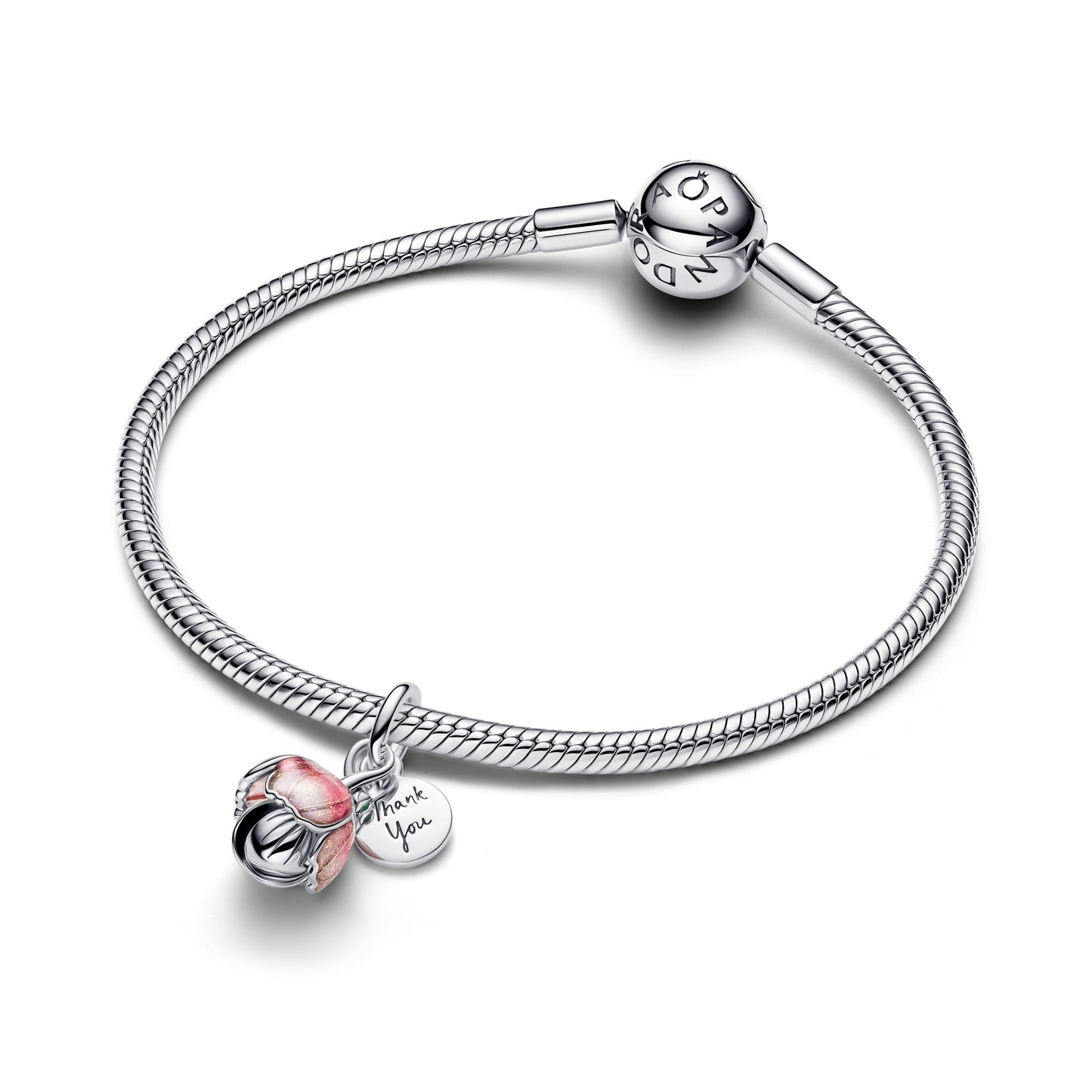 Two-Tone Blooming Flower Dangle Charm Premium Fashion Jewelry Gift Collection