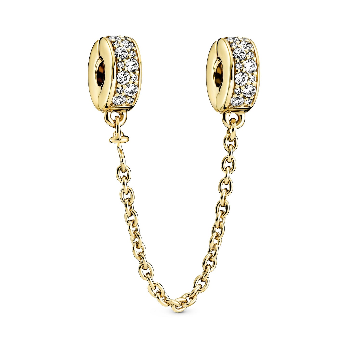 Clear Pavé Safety Chain Clip Charm Premium Fashion Jewelry Gift Collection