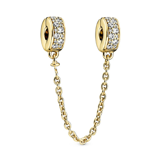 Clear Pavé Safety Chain Clip Charm Premium Fashion Jewelry Gift Collection