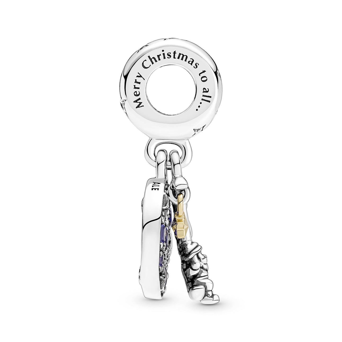 Santa Claus On The Moon Double Dangle Charm Premium Fashion Jewelry Gift Collection