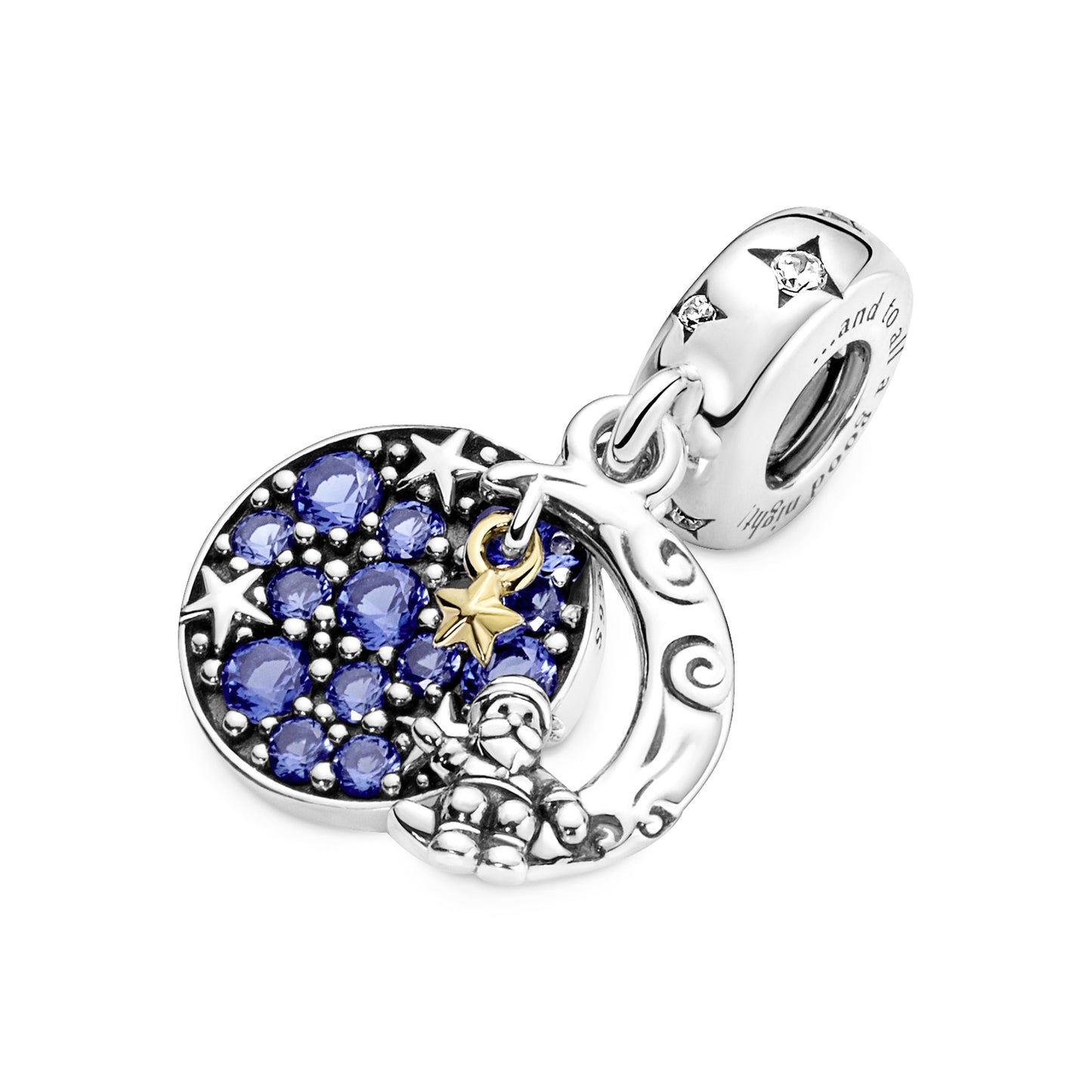 Santa Claus On The Moon Double Dangle Charm Premium Fashion Jewelry Gift Collection