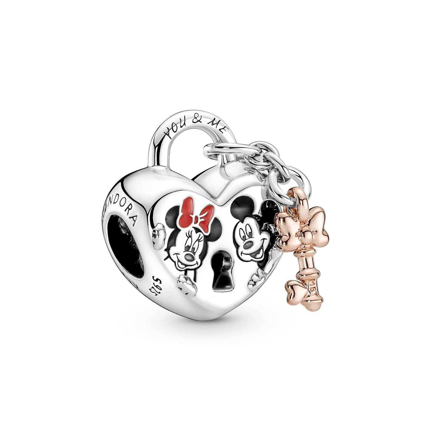 Disney Mickey Mouse & Minnie Mouse Padlock Charm Premium Fashion Jewelry Gift Collection