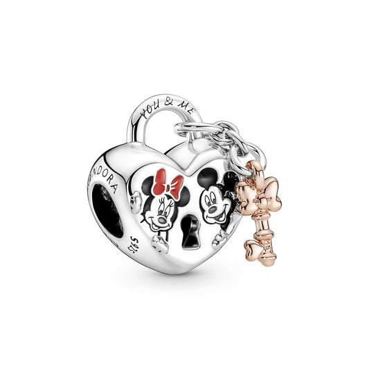 Disney Mickey Mouse & Minnie Mouse Padlock Charm Premium Fashion Jewelry Gift Collection