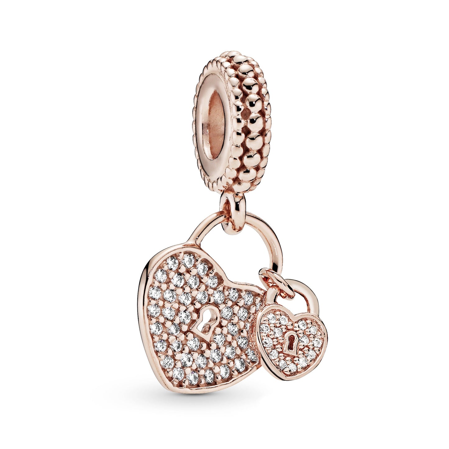 Pavé Heart Padlocks Dangle Charm Premium Fashion Jewelry Gift Collection