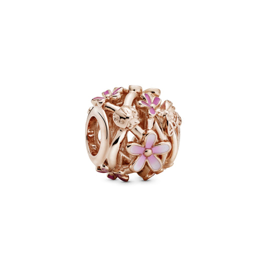 Openwork Pink Daisy Flower Charm Premium Fashion Jewelry Gift Collection