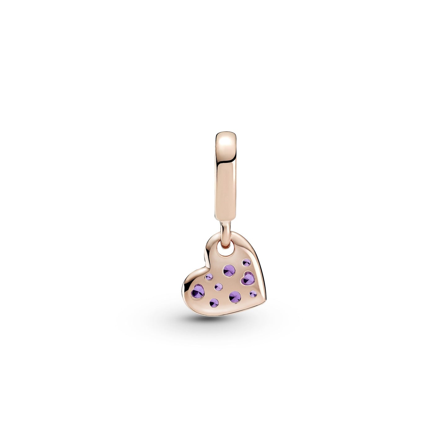 Royal Purple Pavé Tilted Heart Dangle Charm Premium Fashion Jewelry Gift Collection