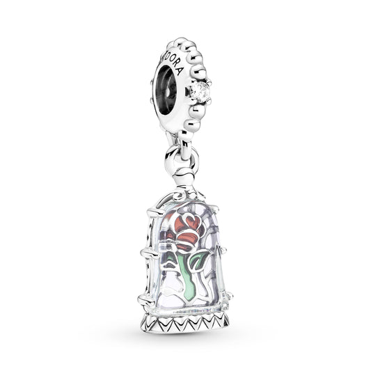 Disney Beauty and the Beast Enchanted Rose Dangle Charm Premium Fashion Jewelry Gift Collection