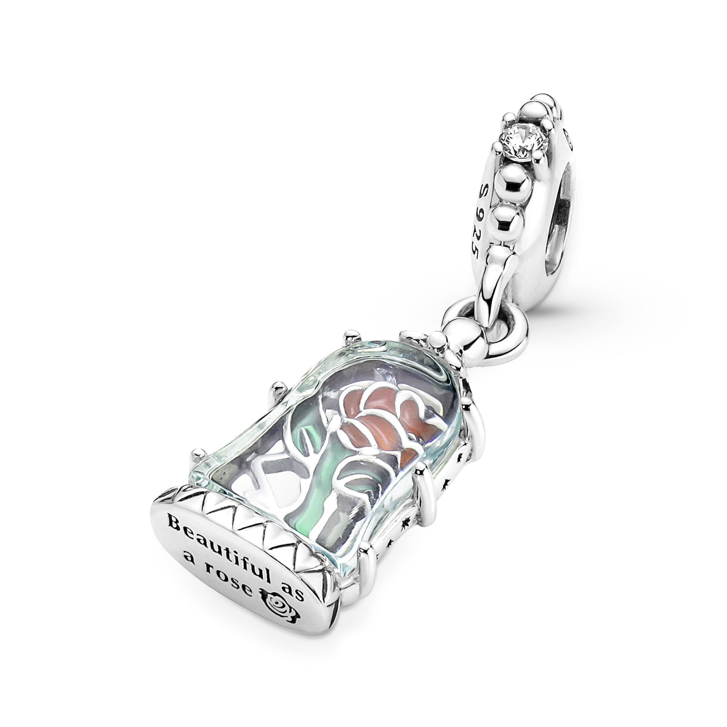 Disney Beauty and the Beast Enchanted Rose Dangle Charm Premium Fashion Jewelry Gift Collection