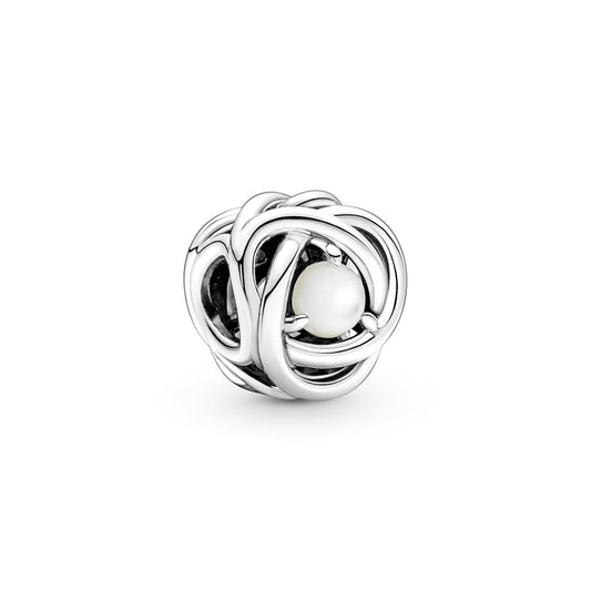 White Mother of Pearl Eternity Circle Charm Premium Fashion Jewelry Gift Collection