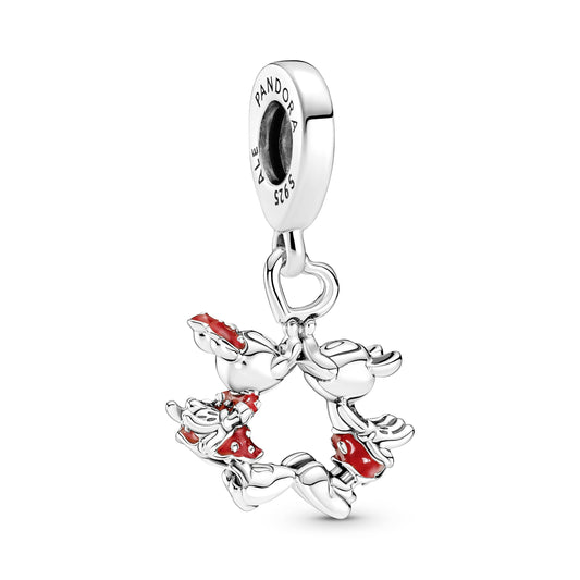 Disney Mickey Mouse & Minnie Mouse Kissing Dangle Charm Premium Fashion Jewelry Gift Collection