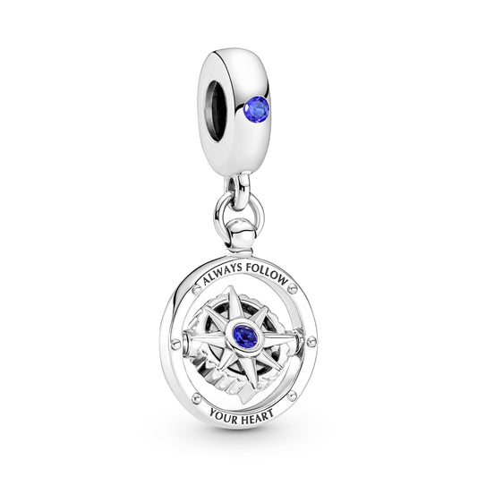 Spinning Compass Dangle Charm Premium Fashion Jewelry Gift Collection