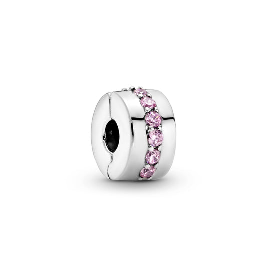 Pink Sparkling Row Clip Charm Premium Fashion Jewelry Gift Collection