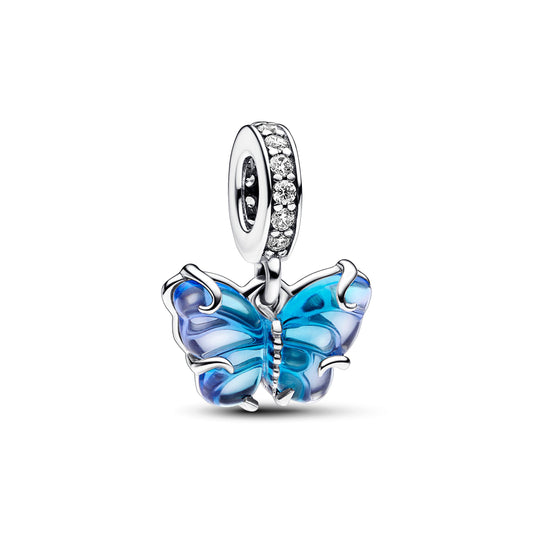 Blue Murano Glass Butterfly Dangle Charm Premium Fashion Jewelry Gift Collection