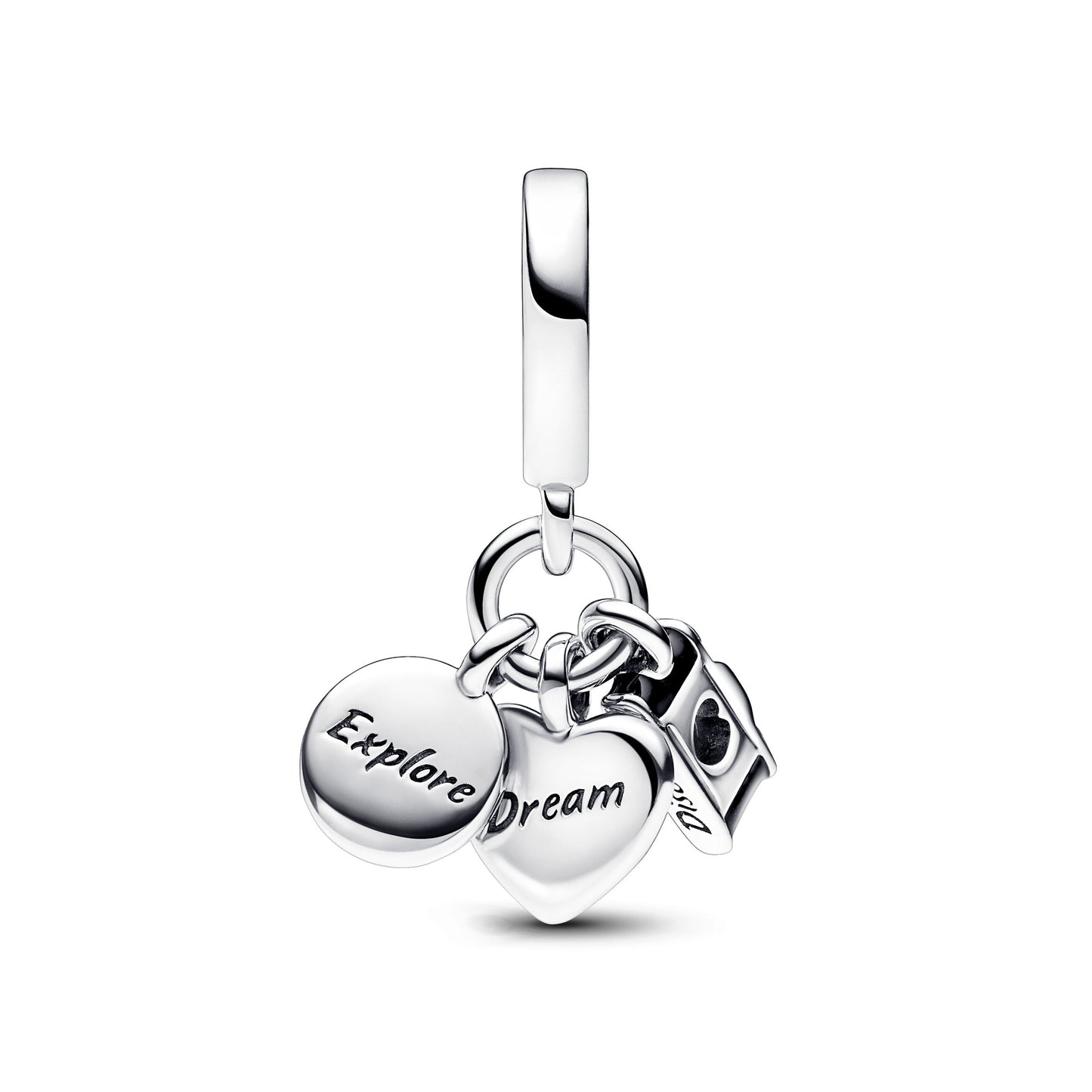 Camera, Heart & Compass Triple Dangle Charm Premium Fashion Jewelry Gift Collection