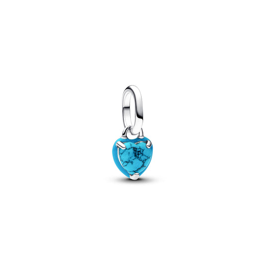 Turquoise-colored Heart Mini Dangle Charm Premium Fashion Jewelry Gift Collection