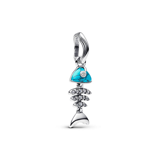 Turquoise-colored Fishbone Dangle Charm Premium Fashion Jewelry Gift Collection