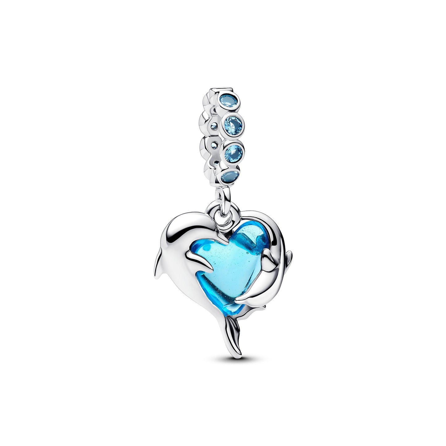 Blue Murano Glass Dolphins Dangle Charm Premium Fashion Jewelry Gift Collection