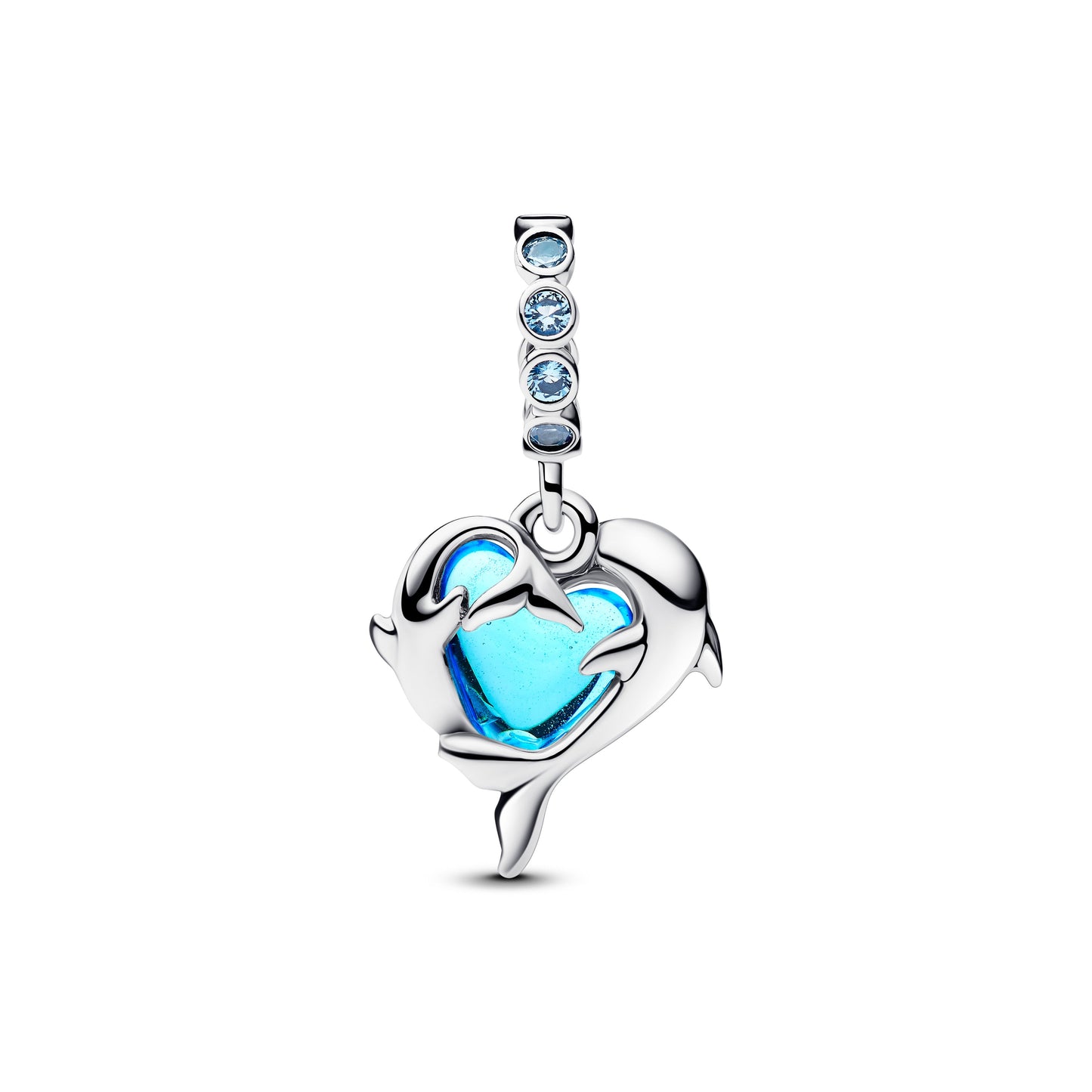 Blue Murano Glass Dolphins Dangle Charm Premium Fashion Jewelry Gift Collection