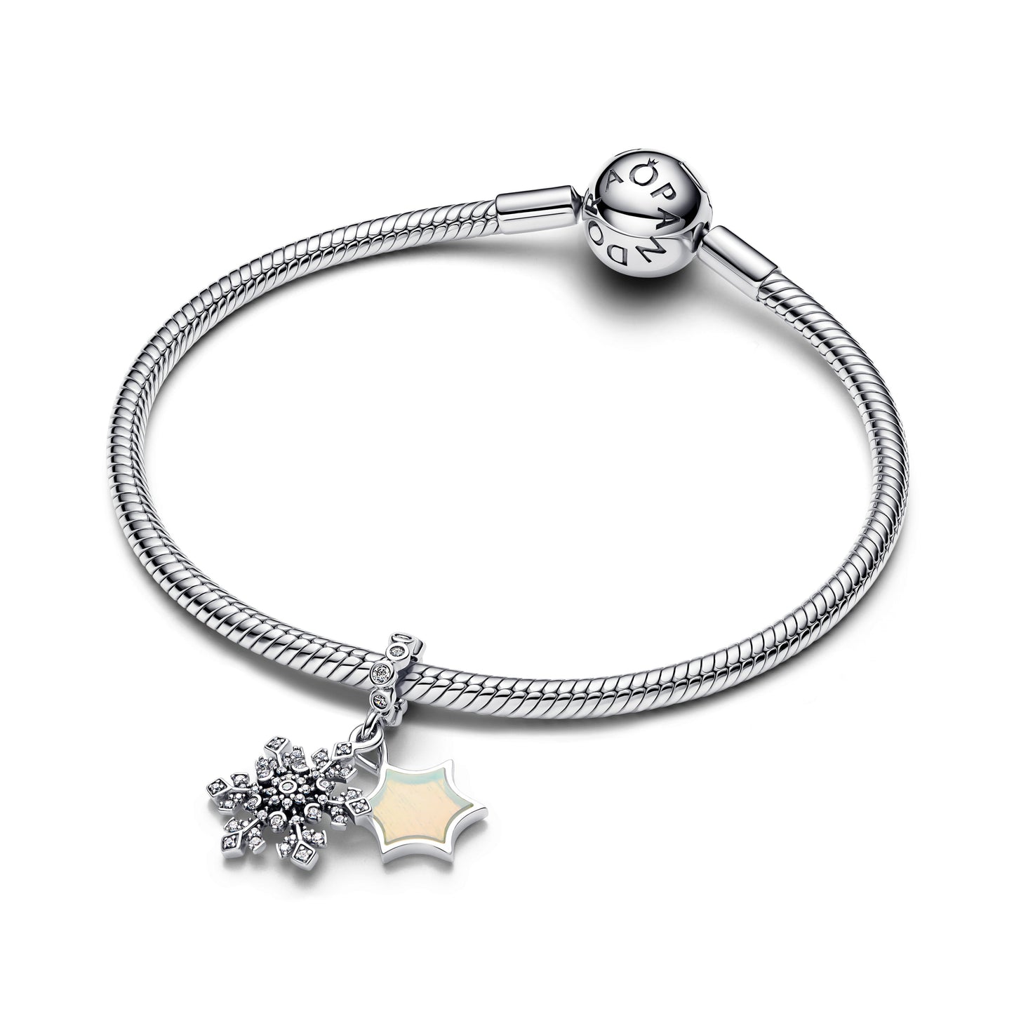 Opalescent Snowflake Double Dangle Charm Premium Fashion Jewelry Gift Collection