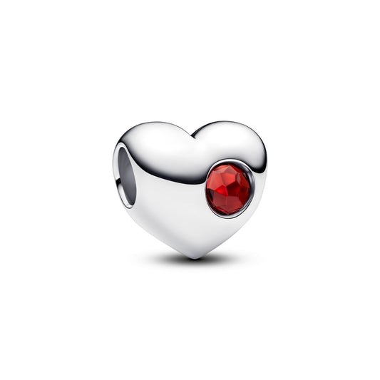 Engravable Red Stone Heart Charm Premium Fashion Jewelry Gift Collection
