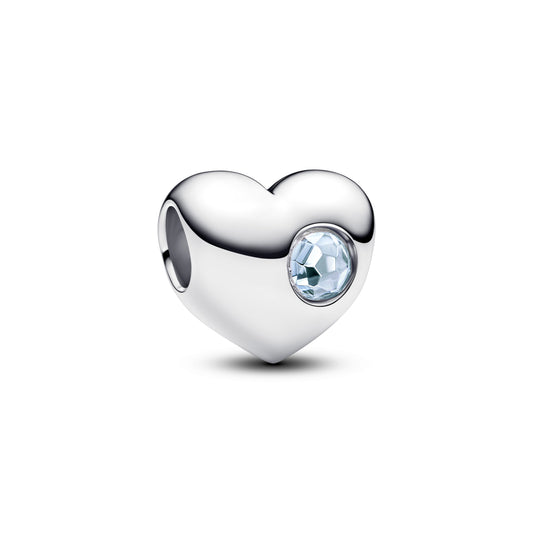 Engravable Sea Aqua Blue Stone Heart Charm Premium Fashion Jewelry Gift Collection
