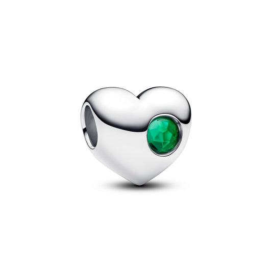 Engravable Green Stone Heart Charm Premium Fashion Jewelry Gift Collection