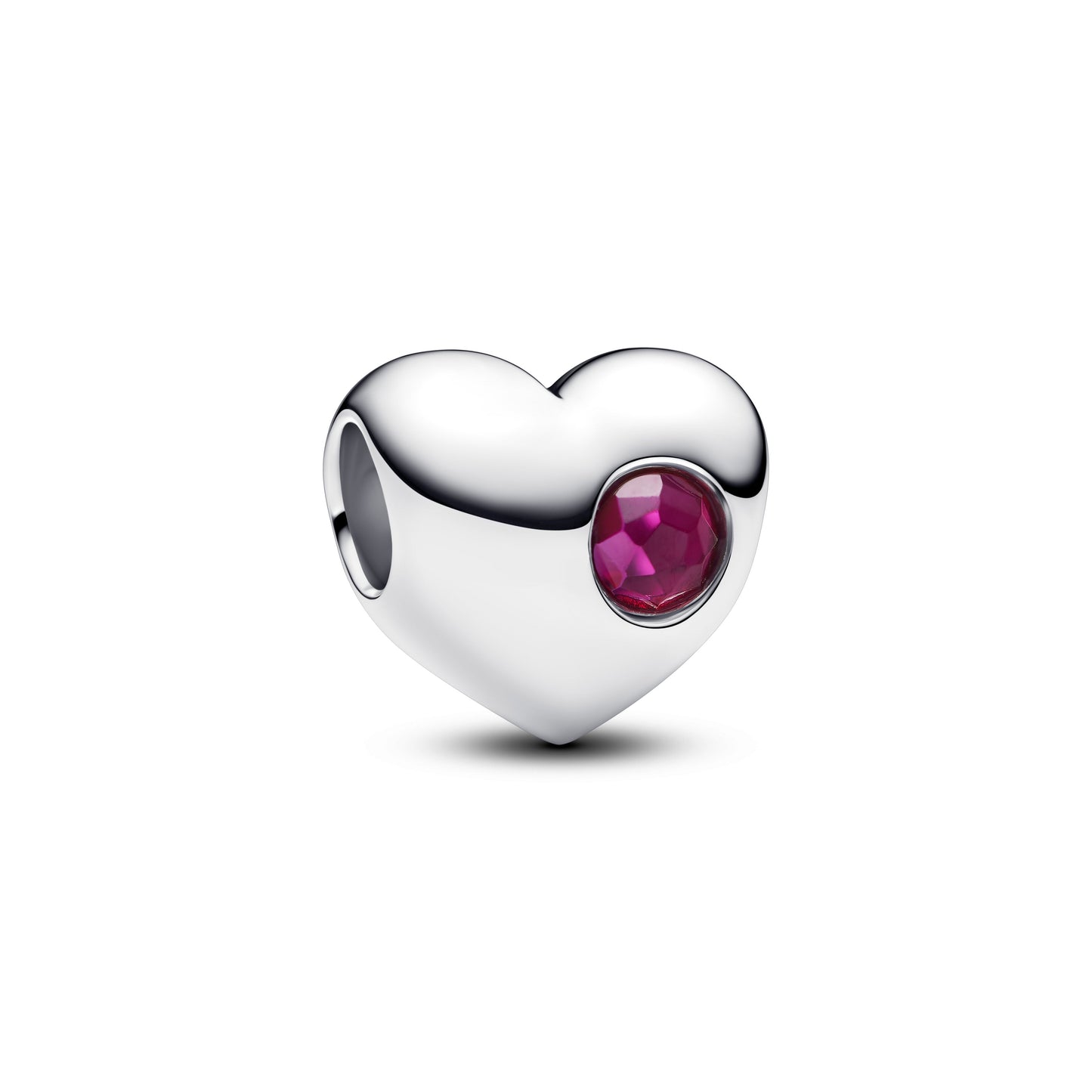 Engravable True Red Stone Heart Charm Premium Fashion Jewelry Gift Collection