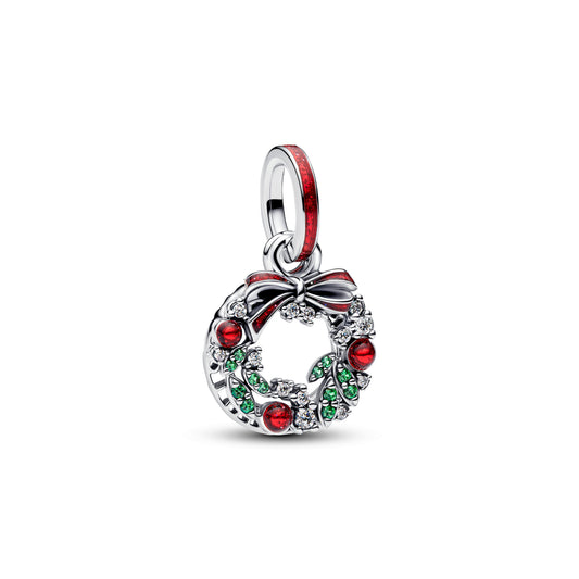 Holiday Wreath Double Dangle Charm Premium Fashion Jewelry Gift Collection