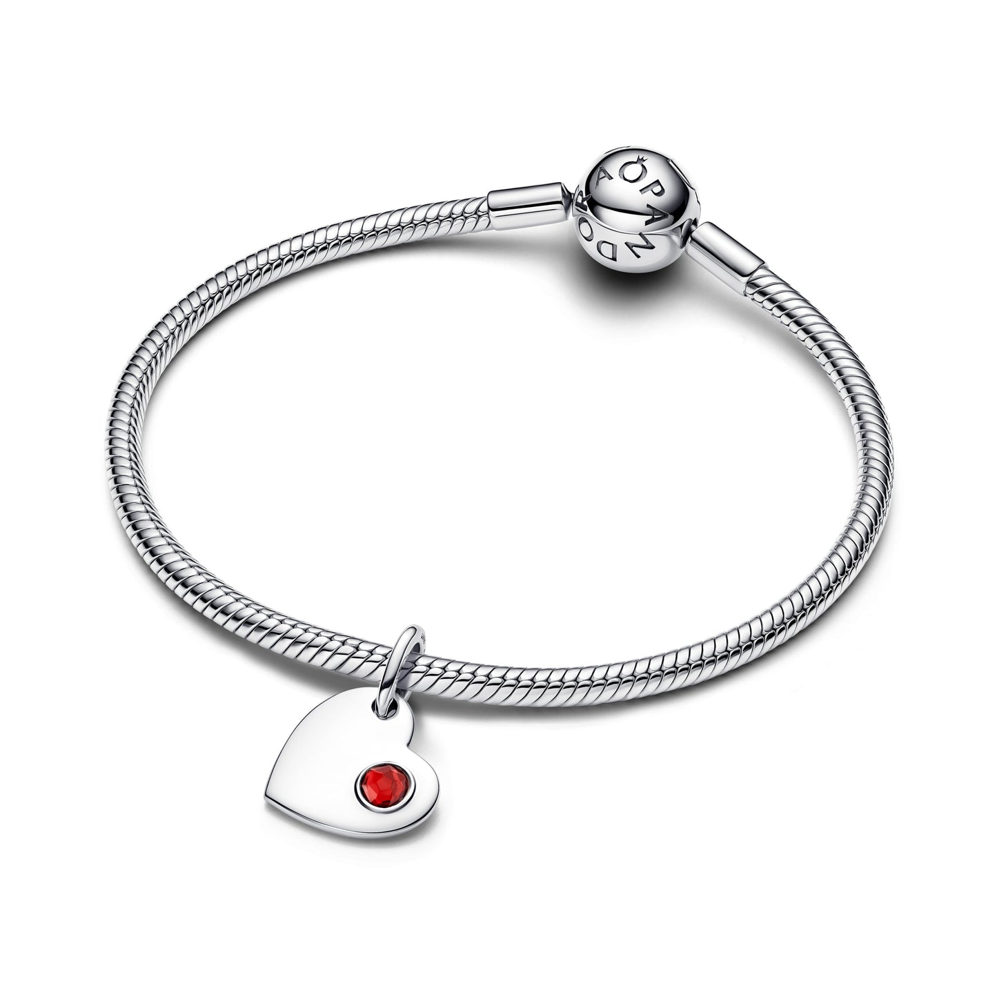 Engravable Heart Red Stone Dangle Charm Premium Fashion Jewelry Gift Collection
